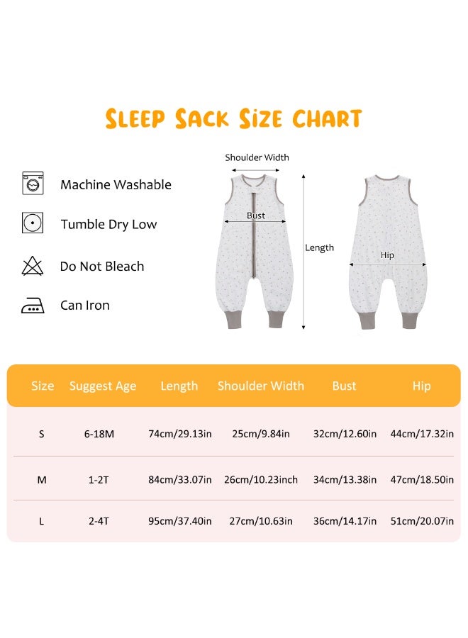 Miracle Baby 100% Cotton Sleeveless Baby Sleeping Bag With Leg Kids Soft Wearable Sleeping Sack with Zipper  2-4T - Image 4