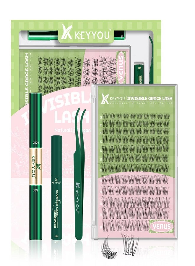 KEYYOU Fairy Venus Lash Clusters Kit Venus Lash Extension Kit C Curl 120Pcs Eyelash Extension Wispy Natural Invisible Band with Waterproof DIY at Home(Venus-C-8-18MIX) - Image 1