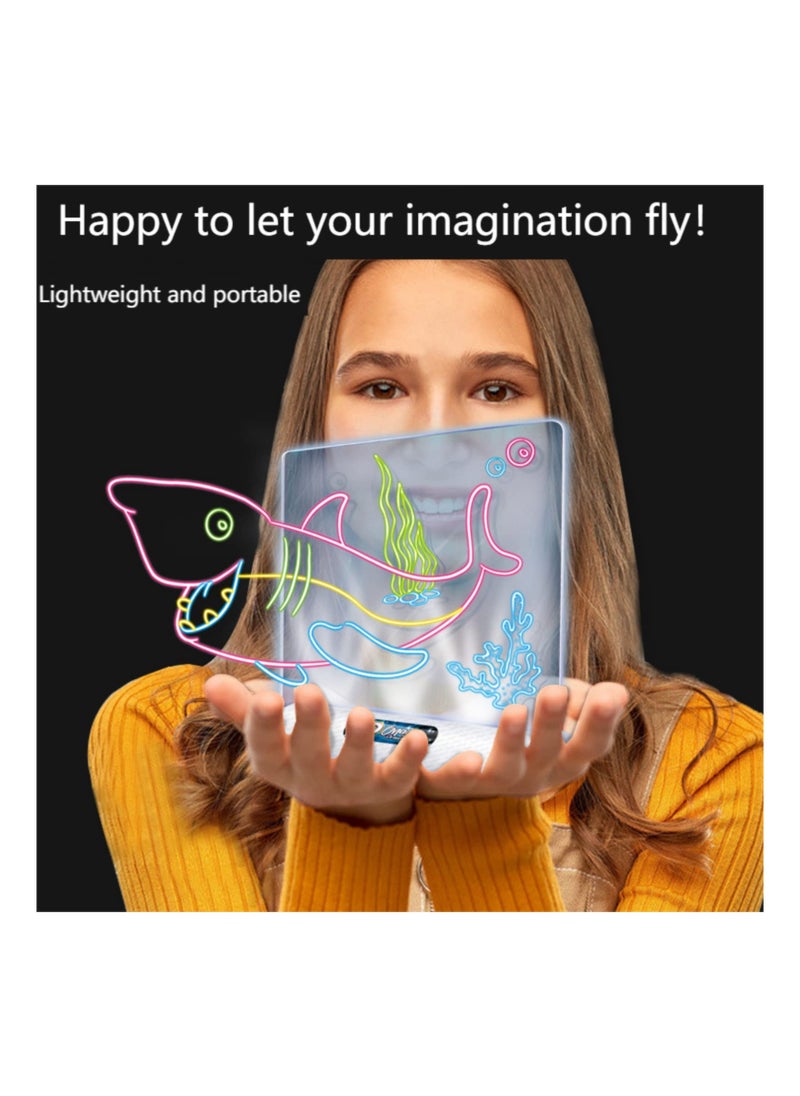 Generic - 3D Drawing Tablet for Kids, Erasable LED Glow Doodle Board, Translucent Light-Up Writing Tablet, Educational Learning Toy for Boys u0026 Girls (Battery-Free) - Image 1