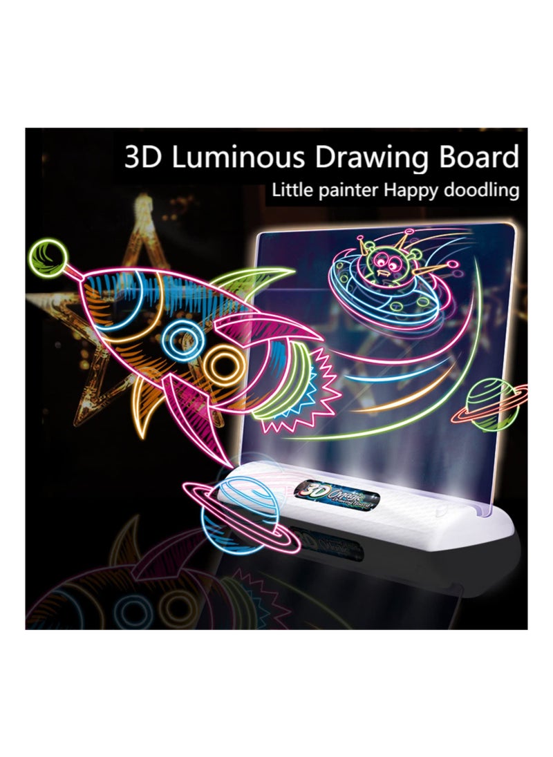 Generic - 3D Drawing Tablet for Kids, Erasable LED Glow Doodle Board, Translucent Light-Up Writing Tablet, Educational Learning Toy for Boys u0026 Girls (Battery-Free) - Image 1