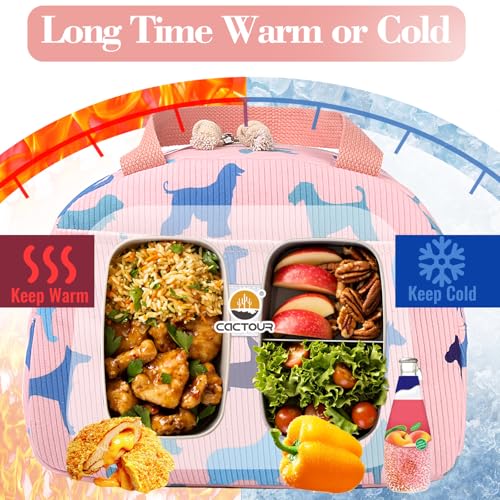 CaCTOUR Lunch Bag Kids,Cute Lunch Box for Kids Boys Girls,Portable Mini Cooler Bag,Small Insulated LunchBox Reusable Corduroy Lunch Tote for School/Travel/Picnic/Work (Dog) - Image 4