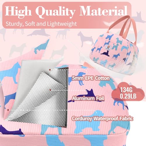 CaCTOUR Lunch Bag Kids,Cute Lunch Box for Kids Boys Girls,Portable Mini Cooler Bag,Small Insulated LunchBox Reusable Corduroy Lunch Tote for School/Travel/Picnic/Work (Dog) - Image 3
