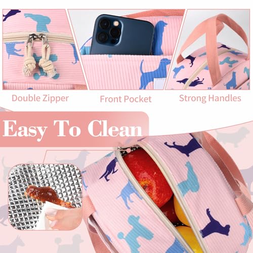 CaCTOUR Lunch Bag Kids,Cute Lunch Box for Kids Boys Girls,Portable Mini Cooler Bag,Small Insulated LunchBox Reusable Corduroy Lunch Tote for School/Travel/Picnic/Work (Dog) - Image 5