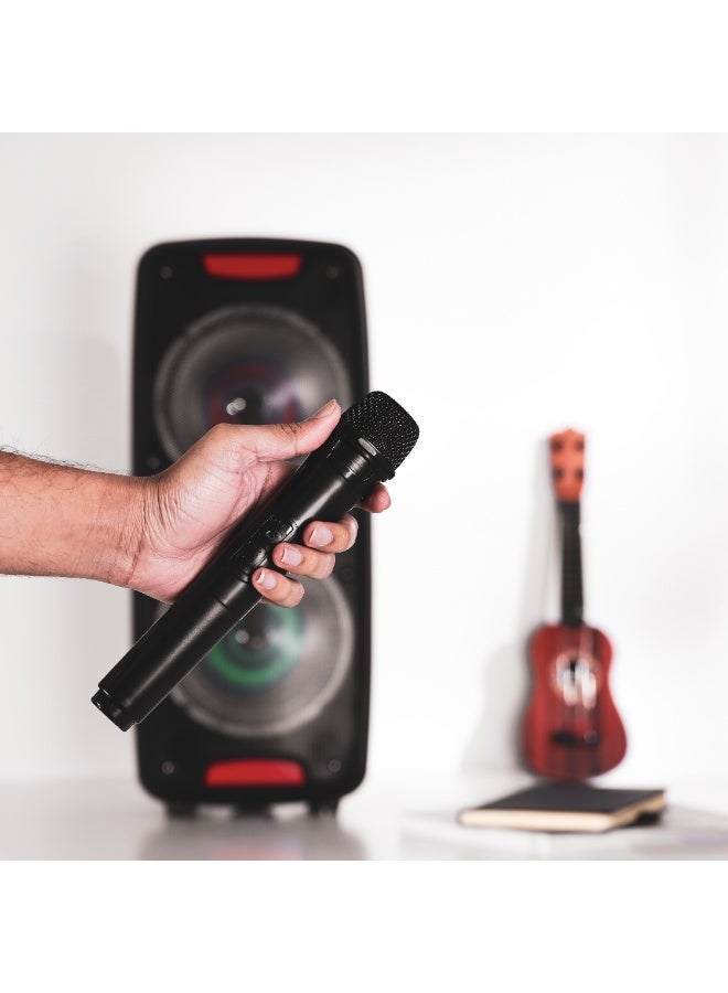 Krypton Portable Rechargeable Bluetooth Speaker KNMS5398 with Wireless Mic & Remote, 40000W PMPO, TWS Function, USB/TF/SD/AUX/FM, LED Display & Party Lights, Indoor & Outdoor Use – Black - Image 2