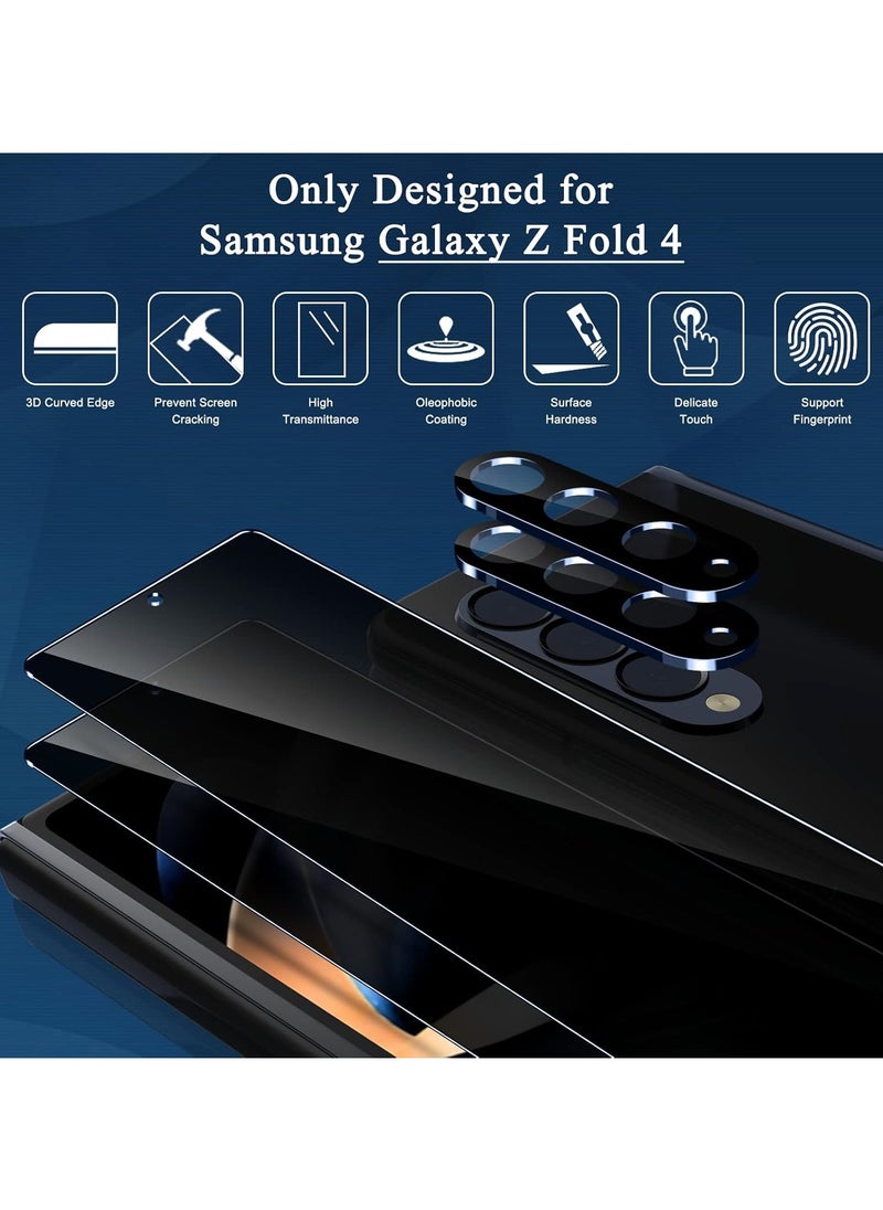 FARROBIZZ - [2+2Pack] for Samsung Galaxy Z Fold 4 Privacy Screen Protector and Tempered Glass Camera Lens Protector，Anti-Scratch, No Bubbles, Anti-Spy - Image 1