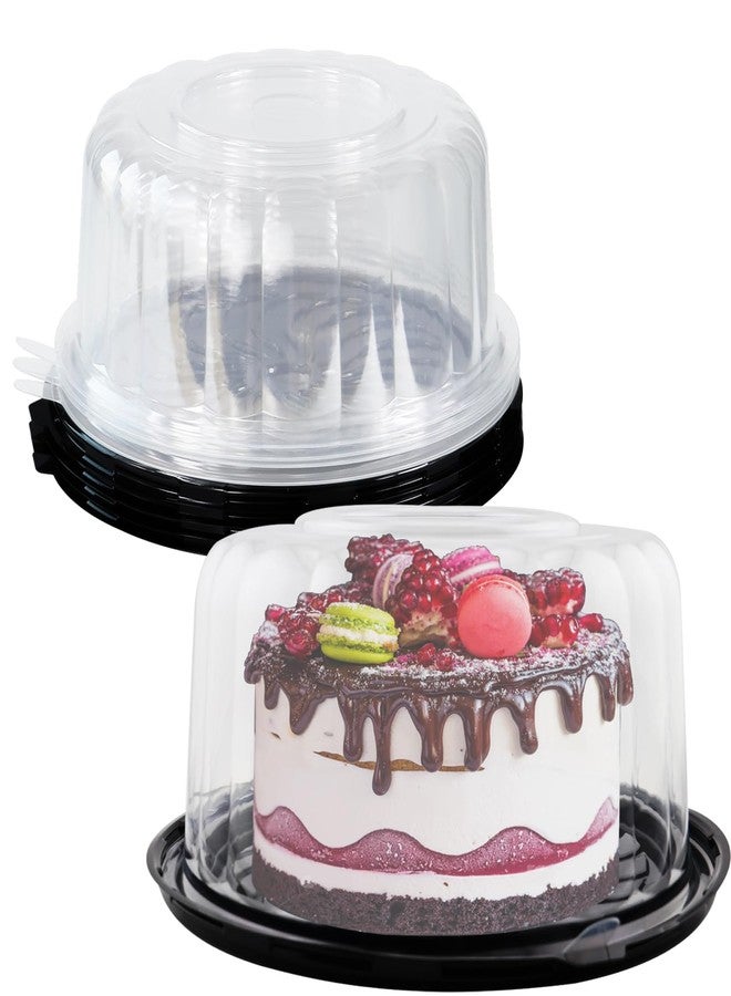 FEOOWV 5pcs Round Cake Carriers for Transport Plastic Disposable Cake Containers Carriers with Dome Lids and Cake Boards Clear Bundt Cake Boxes (10inch) - Image 1