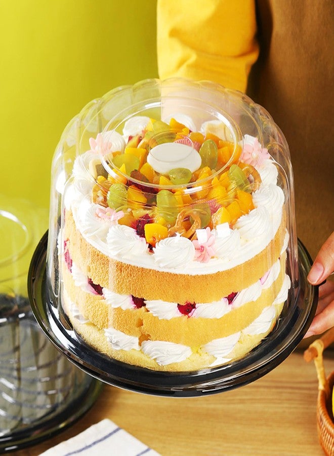 FEOOWV 5pcs Round Cake Carriers for Transport Plastic Disposable Cake Containers Carriers with Dome Lids and Cake Boards Clear Bundt Cake Boxes (10inch) - Image 4