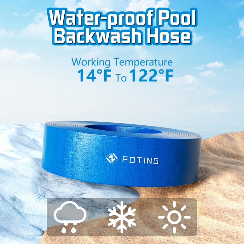 FOTING 50FT Pool Backwash Hose 1-1/2 IN, Heavy-Duty Discharge Hoses PVC Pool Drain Hose, Lay Flat Hose for Pool Drainage, Sump Pumps, Yard, Water Transfer, Weather-Proof Water Pump Hose - Image 5