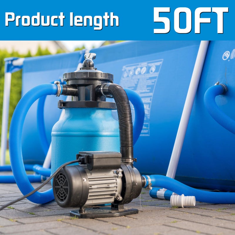 FOTING 50FT Pool Backwash Hose 1-1/2 IN, Heavy-Duty Discharge Hoses PVC Pool Drain Hose, Lay Flat Hose for Pool Drainage, Sump Pumps, Yard, Water Transfer, Weather-Proof Water Pump Hose - Image 4