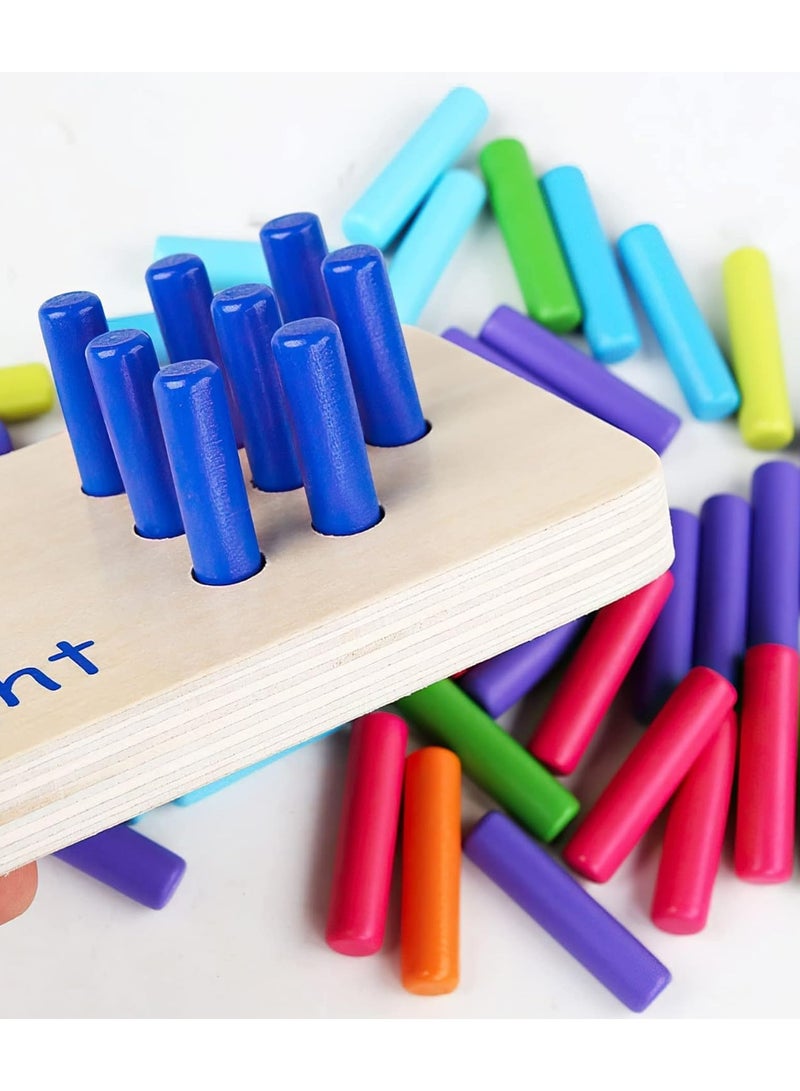 Oasisgalore Montessori Sensory Integration Early Education Math Learning Sticks for Children Color Cognitive Matching Board Wooden Stick Games Educational Toys  - Image 3