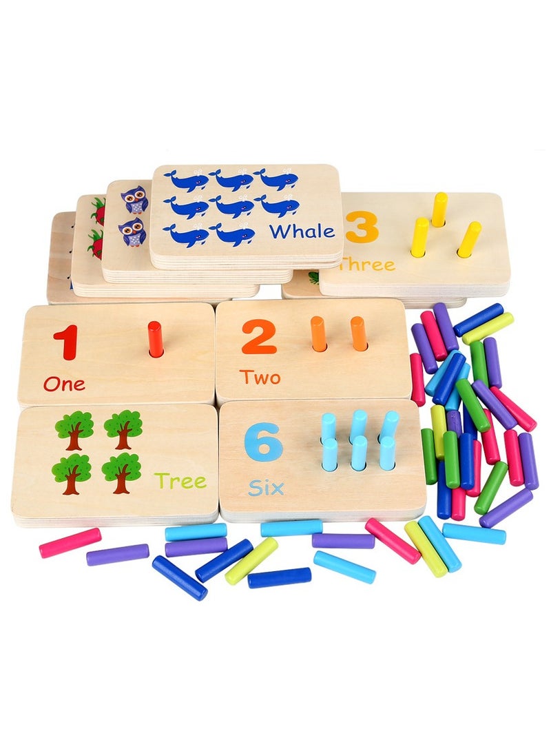 Oasisgalore Montessori Sensory Integration Early Education Math Learning Sticks for Children Color Cognitive Matching Board Wooden Stick Games Educational Toys  - Image 2