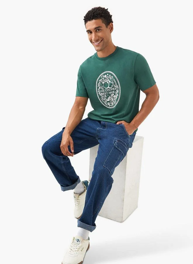 لي كوبر تيشيرت لي كوبر بياقة دائرية وتفاصيل شعار