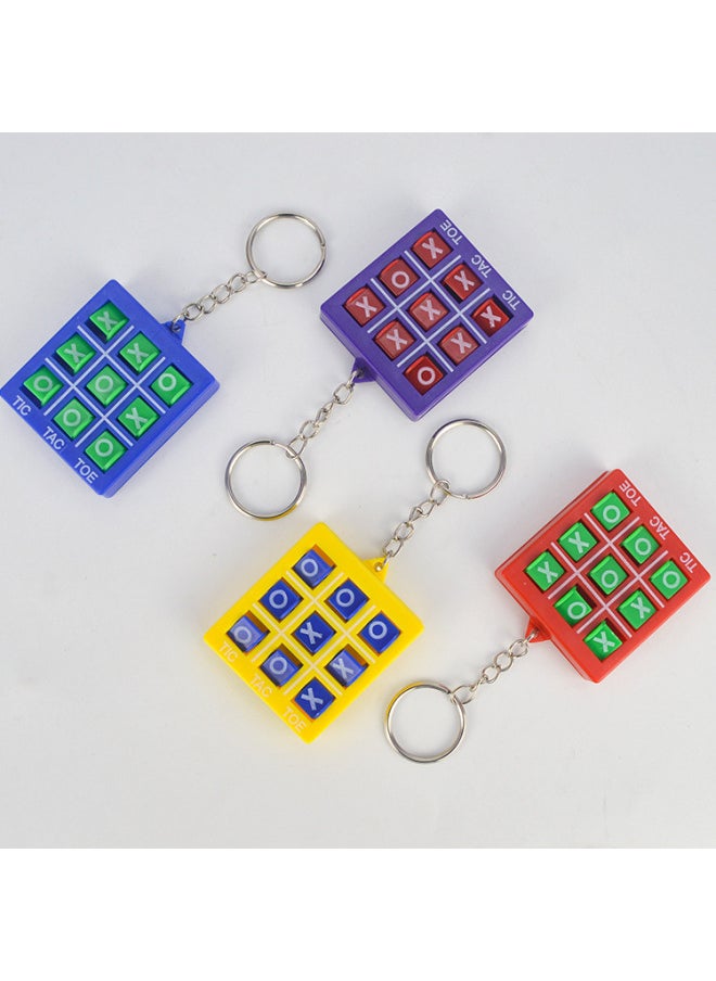 null - Children's Educational Keychain Tic-tac-toe Game Toy Xo Rotating Game Piece Pendant Gift Cross-border-Color:Red Shell, Blue Shell, Purple Shell, Green Shell 4 Colors Can Be Mixed-Specifications:4.5x5/10.5 - Image 1