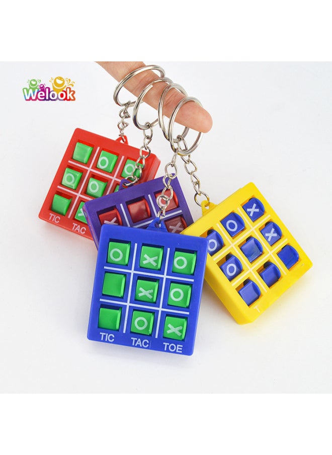 null - Children's Educational Keychain Tic-tac-toe Game Toy Xo Rotating Game Piece Pendant Gift Cross-border-Color:Red Shell, Blue Shell, Purple Shell, Green Shell 4 Colors Can Be Mixed-Specifications:4.5x5/10.5 - Image 1