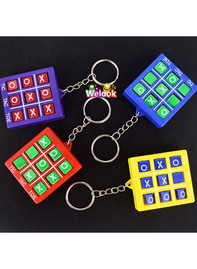 null - Children's Educational Keychain Tic-tac-toe Game Toy Xo Rotating Game Piece Pendant Gift Cross-border-Color:Red Shell, Blue Shell, Purple Shell, Green Shell 4 Colors Can Be Mixed-Specifications:4.5x5/10.5 - Image 1
