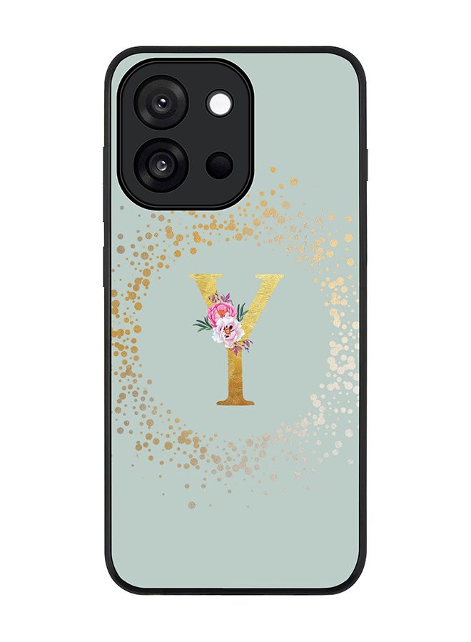 Stylizedd For OnePlus 13s / 13T Case,Slim fit Camera Protection, Shockproof Thin Phone cover  - Custom Monogram Floral - Y  (Light Grey )