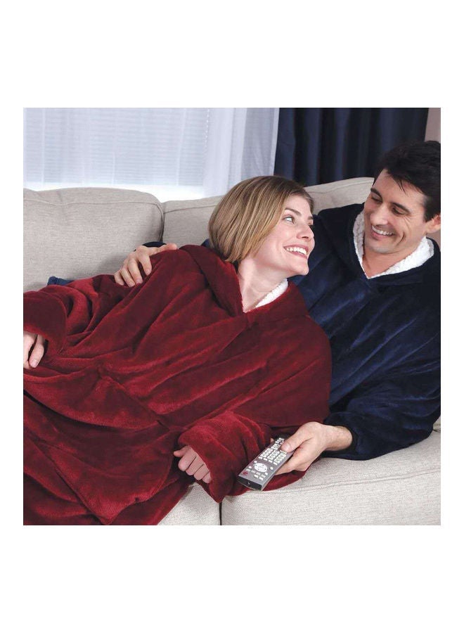 NIBEMINENT Women Men Huggle Hoodie Blanket 120cm Long Sleeves Plush Lazy TV Pullover Outdoor Warm Robe red 25*25*25cm - Image 3