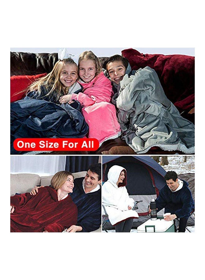 NIBEMINENT Women Men Huggle Hoodie Blanket 120cm Long Sleeves Plush Lazy TV Pullover Outdoor Warm Robe red 25*25*25cm - Image 2