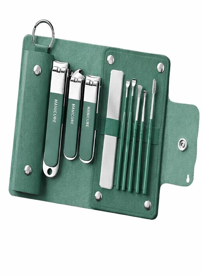 Fayleeko Nail Cutter Set, Manicure Kit, Nail Clippers for Men & Women | Cuticle Remover - Portable Travel Grooming Kit with Nail File, Ear Pick & Tweezers Set (Green 1) - Image 1