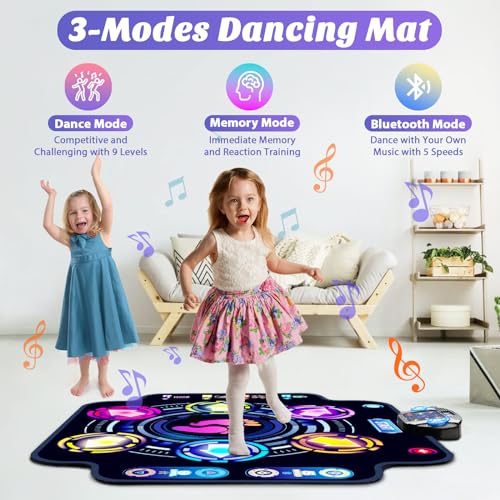 KIZJORYA 【Upgraded】KIZJORYA Dance Mat for Kids, Electronic Light-up Dance Pad with Wireless Bluetooth 5 Speeds 9 Levels, Dancing Mat for Toddlers Music Game Dance Toy for Girls Boys 3 4 5 6 7 8 9 10+ Year Old - Image 4