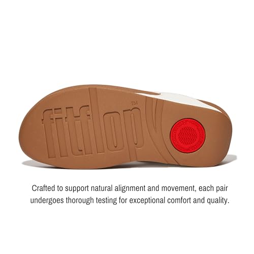 FitFlop Women's Lulu Toe Post Leather Flip Flop Sandals - Ergonomic Microwobbleboard Cushioning, Slip-Resistant Sole - White, 11 - Image 2