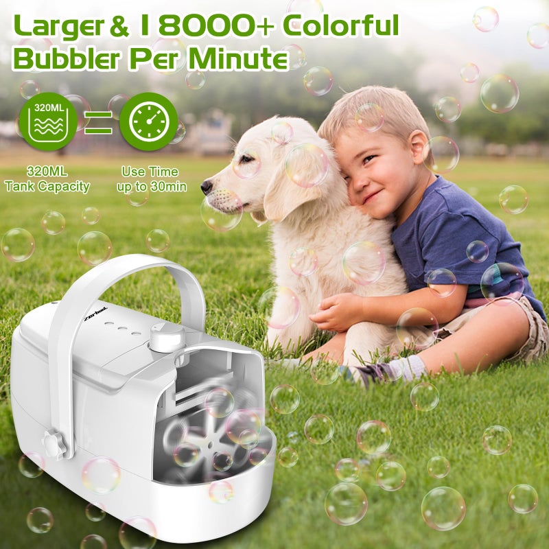 Zerhunt Bubble Machine Durable Automatic Bubble Blower, 18000+ Big Bubbles Per Minute Bubbles for Kids Toddlers Bubble Maker Operated by Plugin or Batteries Bubble Toys for Indoor Outdoor Birthday Party - Image 3