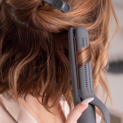 Hairitage Ceramic Tourmaline 2in1 Flat Iron Hair Straightener Curling Iron for Hair Styling - 1 1/4 Inch - Airflow Styler with Curved Edges for Curling + Straightening - Blowout Styles - Image 5