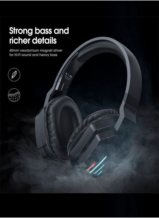 onikuma - Lightweight Over-Ear Bluetooth Wireless Headset - Compatible with Dolby Atmos Detachable Microphone, Works with PC, PS5, PS4, Xbox Series X|S, Xbox One - 18h Battery - Image 1