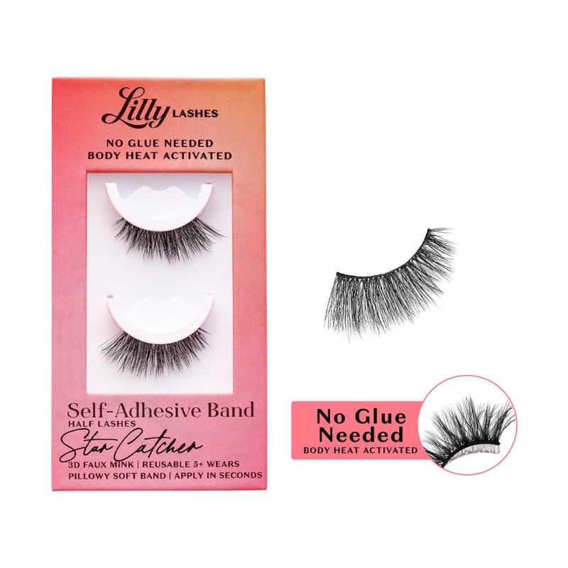 Lilly Lashes رموش ليلي ذاتية اللصق (رموش نصفية)، لا حاجة للصمغ، رموش تلتصق بحرارة الجسم، رموش ذاتية اللصق قابلة لإعادة الاستخدام حتى 5 مرات، سهلة التطبيق والإزالة (ستار كاتشر) - Image 1