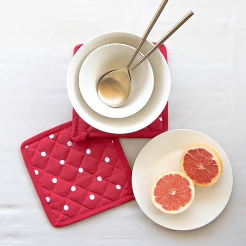 Oak & Lily Kitchen Linen Set | Apron with Pot Holders & Set of 3 Dish Towel Napkins | 100% Cotton | Washable | Gift for Cooking, Baking & Housewarming (Red Poppy Print) - Image 5