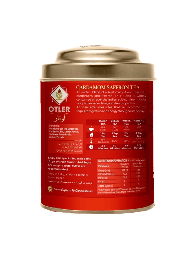 Otler CARDAMOM SAFFRON BLACK TEA 100 Gms TIN - Image 2