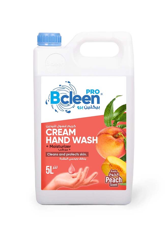 Bcleen Cream Handwash with Moisturizer - Protect Your Hands from Germs Peach Scent - 5 Liter - Image 1