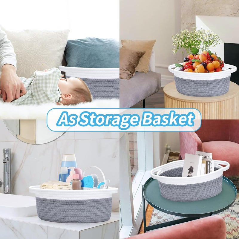 ABenkle سلة منسوجة صغيرة من 12 × 8 × 5 بوصة، تخزين رف غرفة من الحبال اللطيفة، صندوق ألعاب القطط والكلاب، هدية زخرفية فارغة مع حقيبة - Image 5