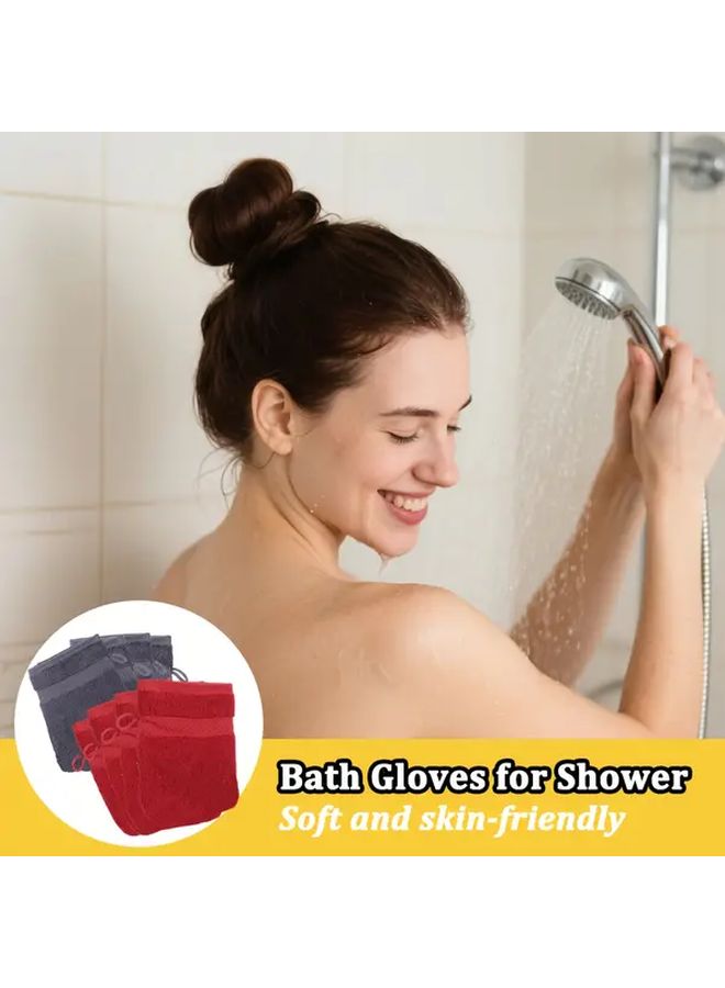 Set of 8 Cotton Bath Gloves Dark Grey Light Blue for Deep Cleansing - Image 4