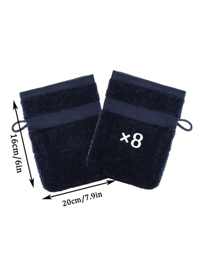 Set of 8 Cotton Bath Gloves Dark Grey Light Blue for Deep Cleansing - Image 2