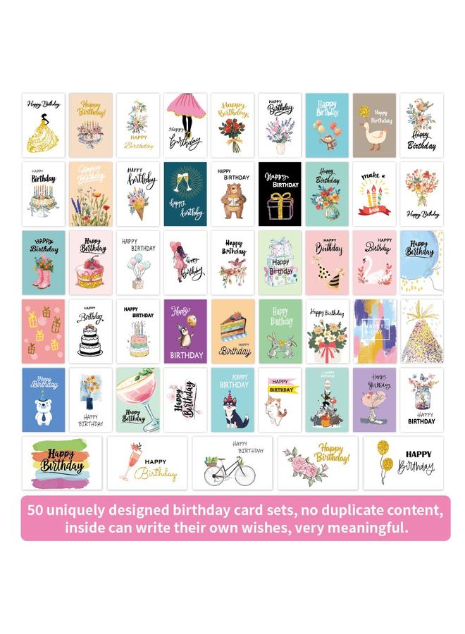 Bluejw New Birthday Card Birthday Greeting Card Suit 100 Pieces Hot Stamping Paper Envelope Card Greeting Card - Image 3