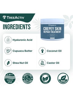 TreeActiv Crepey Skin Repair Treatment Original Formula, 8 Fl Oz, Firming Cream For Face & Neck, Skin Firming Lotion With Hyaluronic Acid, Crepey Skin Treatment To Address Dry Crepe Skin 