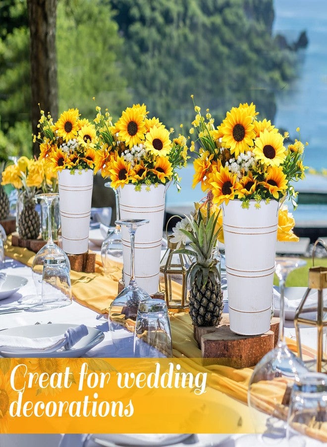 Chumia 6 Pcs 12 Inch Galvanized Metal Vase, French Flower Bucket for Cut Flowers, Metal Flower Bucket Decoration, Home Farmhouse Vase Table Decoration for Wedding Party(White) - Image 5