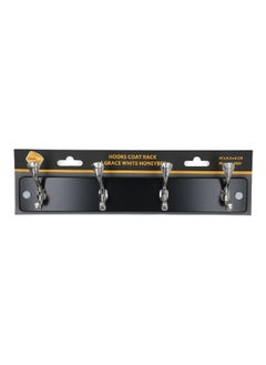 HONEYBEE 4-Hooks Durable Construction Elko Coat Rack Finely Black and Silver 45 x 9.5 x 8 cm  - Image 1