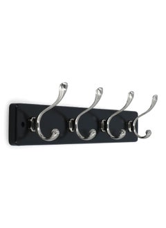 HONEYBEE 4-Hooks Durable Construction Elko Coat Rack Finely Black and Silver 45 x 9.5 x 8 cm  - Image 2