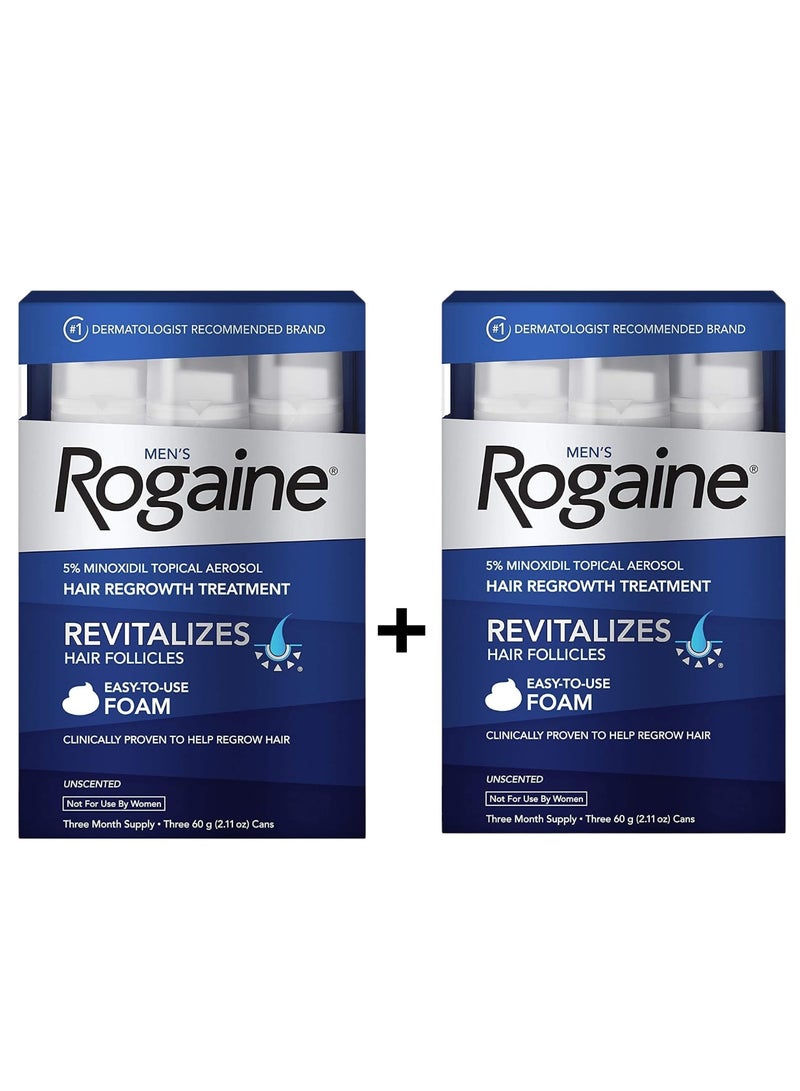 ريجين رغوة مينوكسيديل النقية من روجاين للرجال لعلاج تساقط الشعر وإعادة نموه (كمية تكفي لثلاثة أشهر)
