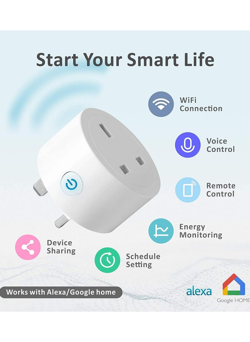 SASKA - Smart Plug WIFI Outlet 16A Work With Alexa/Google Home, Remote Control Timer Function Energy Monitoring No Hub Required 2 pack - Image 1