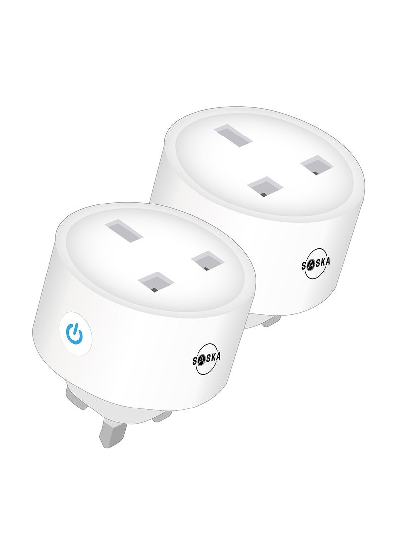 SASKA - Smart Plug WIFI Outlet 16A Work With Alexa/Google Home, Remote Control Timer Function Energy Monitoring No Hub Required 2 pack - Image 1