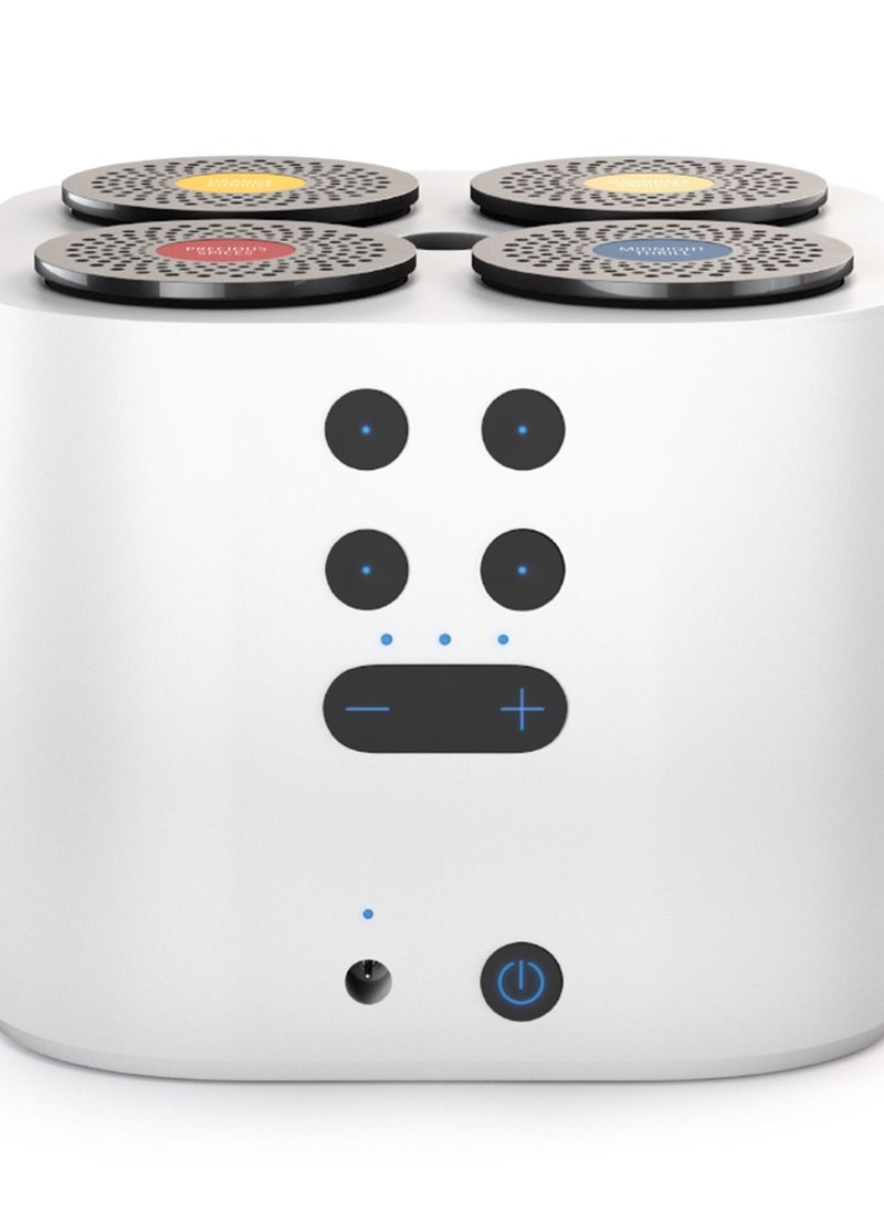 Smart Aroma Diffuser With Mobile App, Air Freshener For Home And Office, White With Rechargeable Battery, Includes 4 Scent Capsules