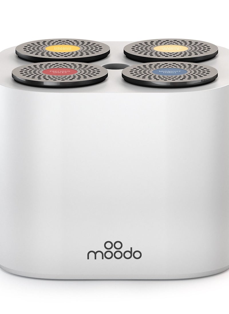 Smart Aroma Diffuser With Mobile App, Air Freshener For Home And Office, White With Rechargeable Battery, Includes 4 Scent Capsules