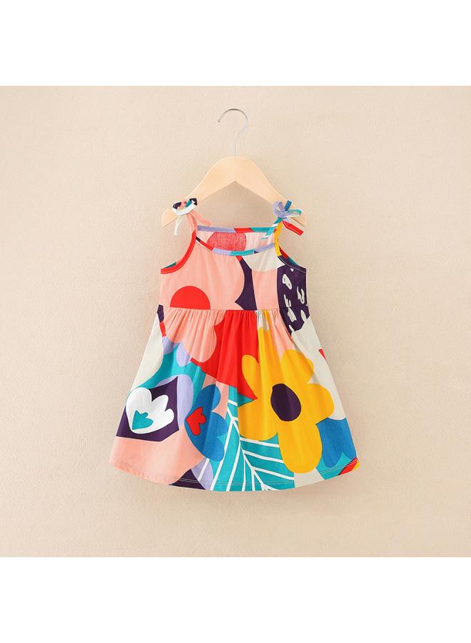 Summer Girl's Skirt Children's Style Princess Strap Skirt Girls' Dress New Children's Wear Floral Dress 