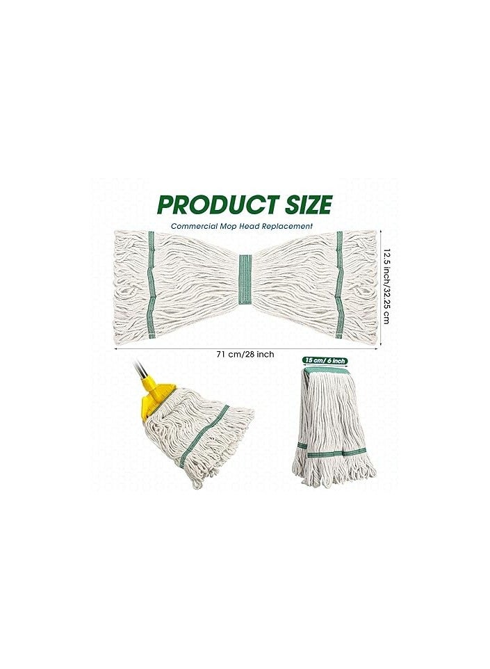 VINSTAR (Pack of 4) Cotton Kentucky Wet Mop Head 450gr, Heavy Duty Commercial Replacement Mop Head, Cotton Super Absorbent Floor Mop for Floor Cleaning with Yellow, Blue, Red, Green color strip - Image 2