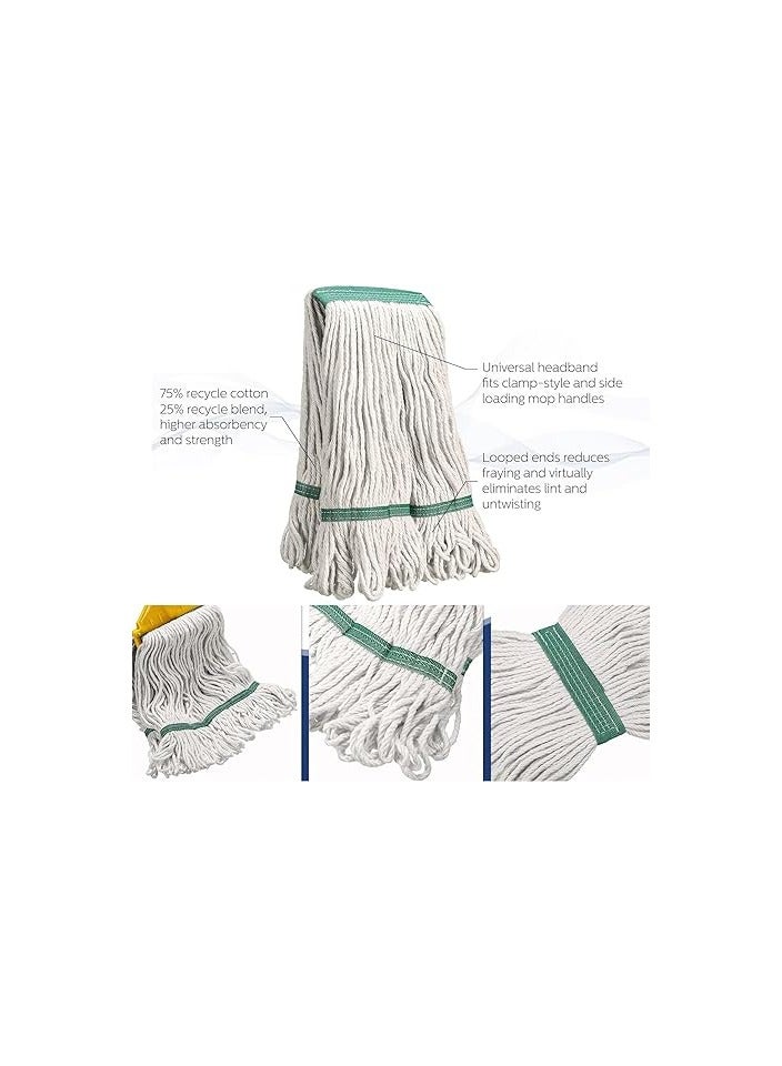 VINSTAR (Pack of 4) Cotton Kentucky Wet Mop Head 450gr, Heavy Duty Commercial Replacement Mop Head, Cotton Super Absorbent Floor Mop for Floor Cleaning with Yellow, Blue, Red, Green color strip - Image 3