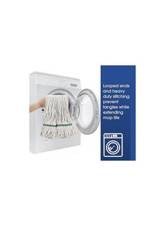 VINSTAR (Pack of 4) Cotton Kentucky Wet Mop Head 450gr, Heavy Duty Commercial Replacement Mop Head, Cotton Super Absorbent Floor Mop for Floor Cleaning with Yellow, Blue, Red, Green color strip  - Image 4