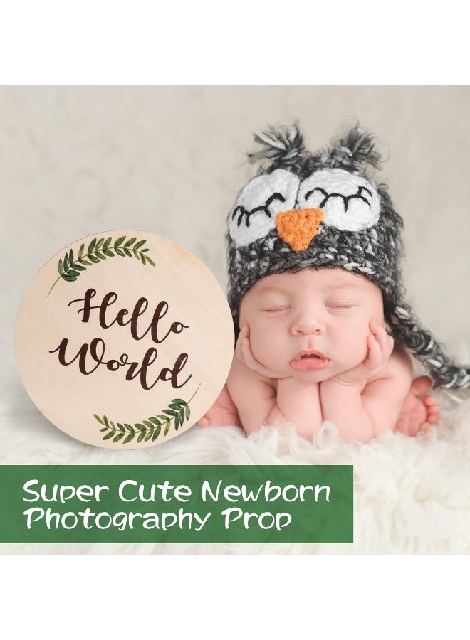 Giftacity Baby Announcement Sign for Newborn - Beautiful Double-Sided Hello World Name Sign for Hospital Birth Announcement, The Perfect Round Wooden Welcome Baby Sign for New Baby Boy and Girl Gifts - Image 4